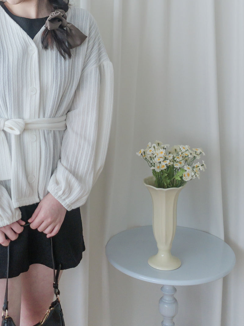 Bubble Top/Cardigan 泡泡袖修腰直線條紋上衣或外套/ CD8148