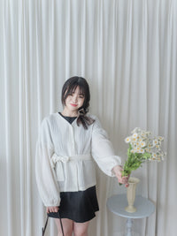 Bubble Top/Cardigan 泡泡袖修腰直線條紋上衣或外套/ CD8148