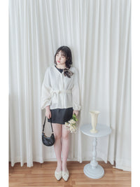 Bubble Top/Cardigan 泡泡袖修腰直線條紋上衣或外套/ CD8148