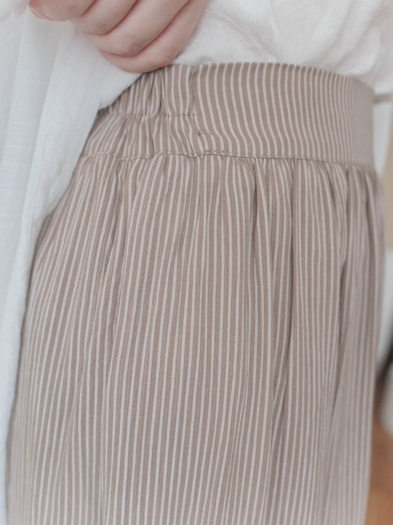 Stripe Skirt 防皺麻棉直條紋飄逸傘裙/ SK8878