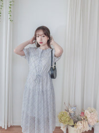 Lavender Check Dress 紫藍色格紋飄逸連身裙/ DS9875