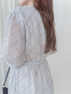 Lavender Check Dress 紫藍色格紋飄逸連身裙/ DS9875
