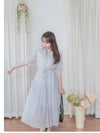 Lavender Check Dress 紫藍色格紋飄逸連身裙/ DS9875