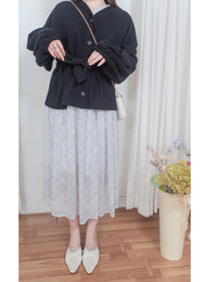 Bubble Top/Cardigan 泡泡袖修腰直線條紋上衣或外套/ CD8148