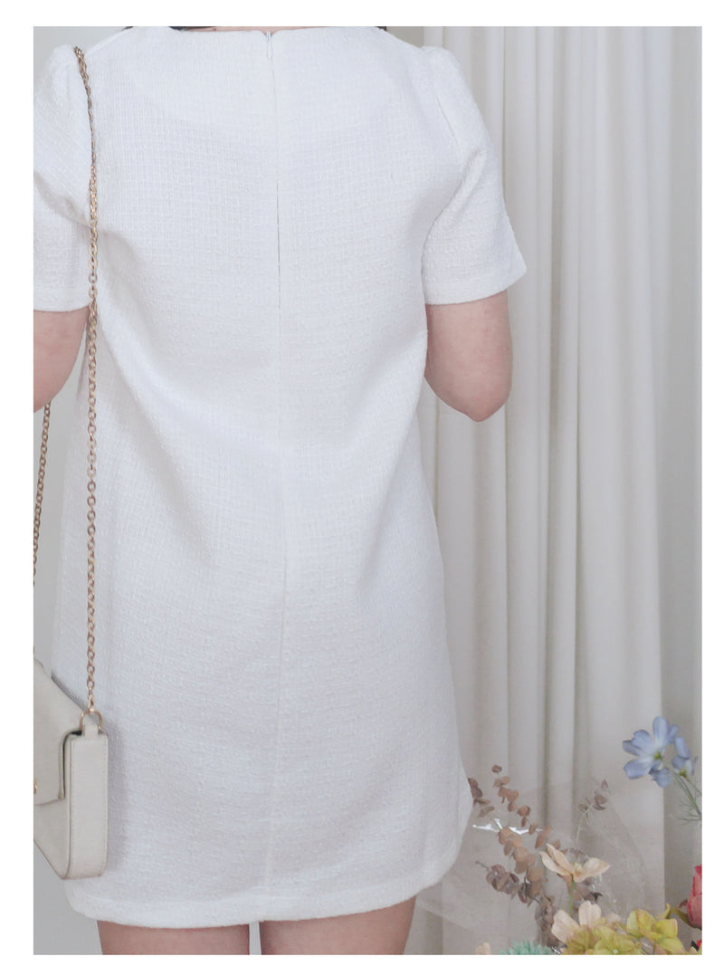 Coco Dress 十字織紋精緻鈕扣雙口袋連身裙/ DS9878