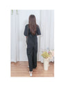 V Collar Jumpsuit V領簡約腰間車摺修腰連身褲/ DS9877