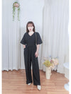 V Collar Jumpsuit V領簡約腰間車摺修腰連身褲/ DS9877