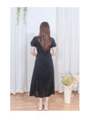 Black Garden Dress 黑色方領立體小花連身裙/ DS9879