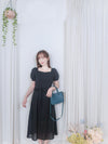Black Garden Dress 黑色方領立體小花連身裙/ DS9879