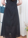 Black Garden Dress 黑色方領立體小花連身裙/ DS9879