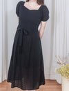 Black Garden Dress 黑色方領立體小花連身裙/ DS9879