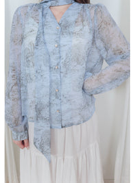 porcelain Blouse 琉璃藍色青瓷印花上衣/ BU9093