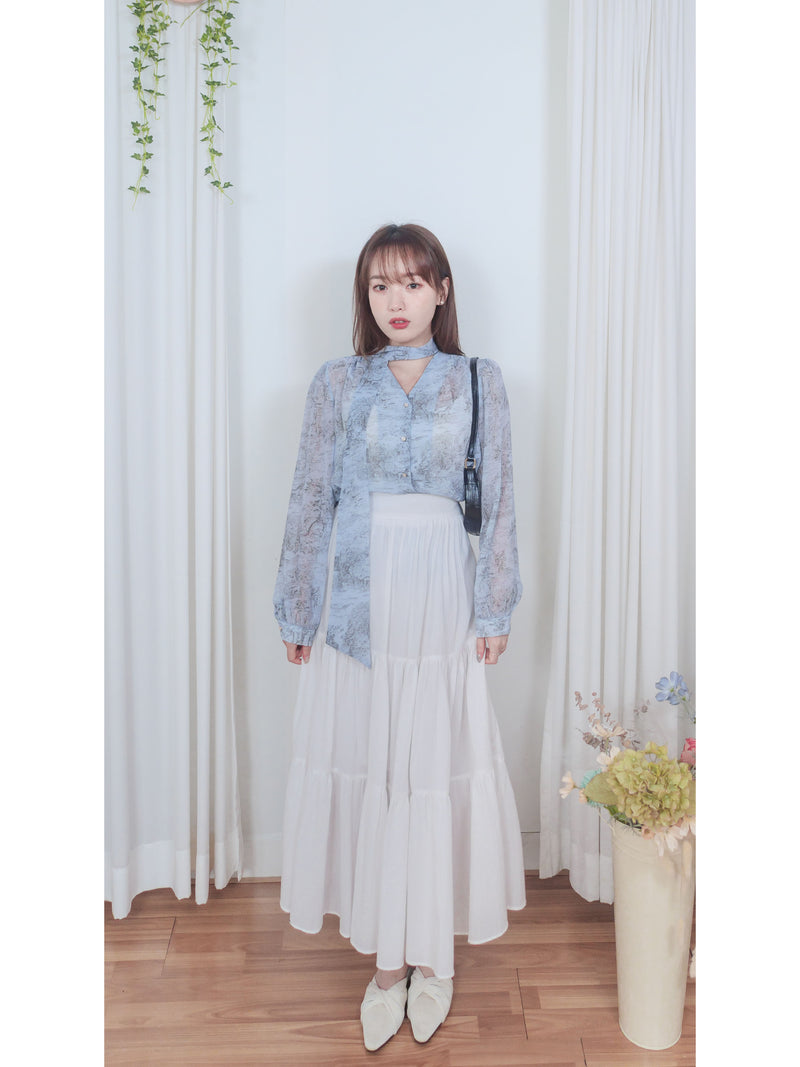 porcelain Blouse 琉璃藍色青瓷印花上衣/ BU9093