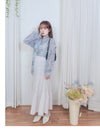 Stripe Skirt 防皺麻棉直條紋飄逸傘裙/ SK8878