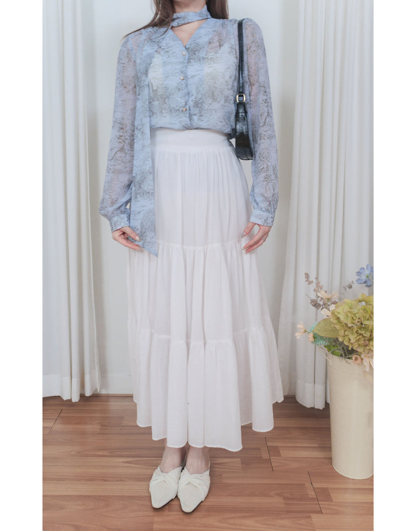 porcelain Blouse 琉璃藍色青瓷印花上衣/ BU9093