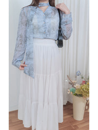 porcelain Blouse 琉璃藍色青瓷印花上衣/ BU9093