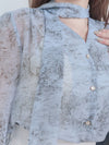 porcelain Blouse 琉璃藍色青瓷印花上衣/ BU9093