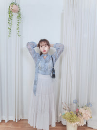 Stripe Skirt 防皺麻棉直條紋飄逸傘裙/ SK8878