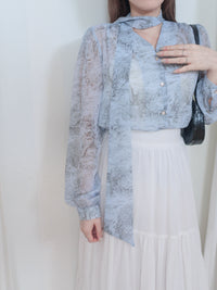 porcelain Blouse 琉璃藍色青瓷印花上衣/ BU9093