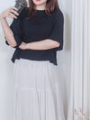 Round Collar Top 防皺好看微花邊立體格紋上衣/ TP9134
