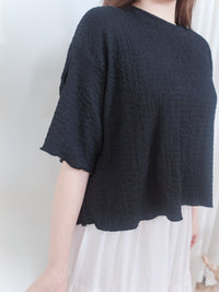 Round Collar Top 防皺好看微花邊立體格紋上衣/ TP9134