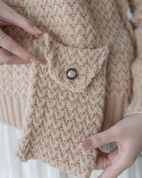 Knit Sweater Chain Bag Set 同織紋鎖鏈小包圓領針織衣套裝/ SE8105