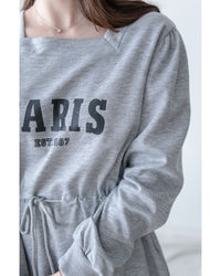 Paris Square Neck Dress 字母方領束繩修腰連身裙/ DS1057 (pre-order black)