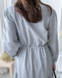 Paris Square Neck Dress 字母方領束繩修腰連身裙/ DS1057 (pre-order black)