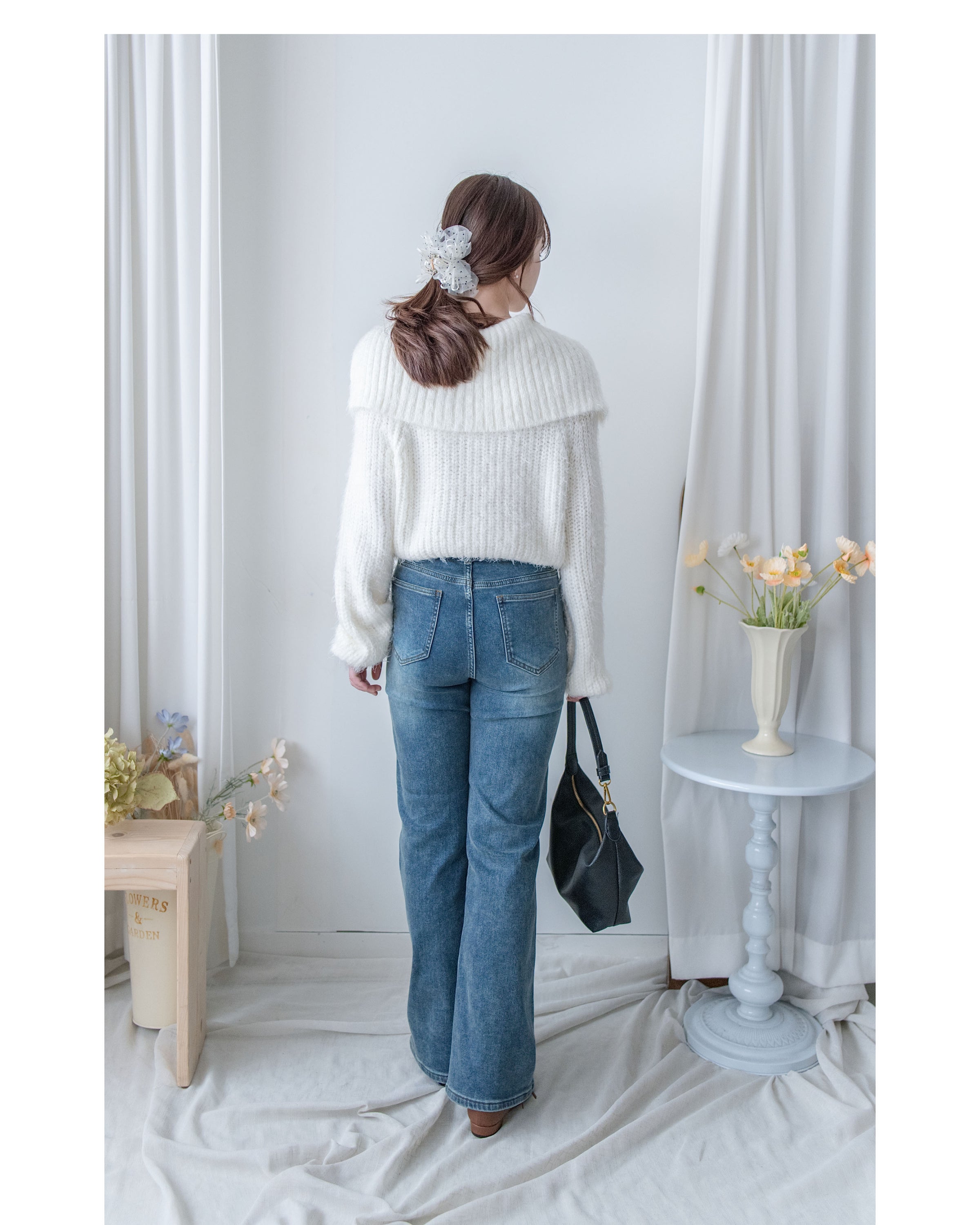 Sophie Knit Top 親膚針織大翻領V領上衣/ KT8193 (pre-order white)
