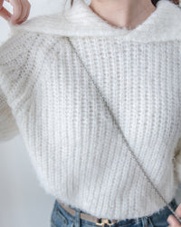 Sophie Knit Top 親膚針織大翻領V領上衣/ KT8193 (pre-order white)