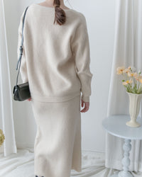 V-neck Knit Skirt Set 細膩條紋V領上衣直裙套裝/ SE8106 (Pre-order 2月5日截單)