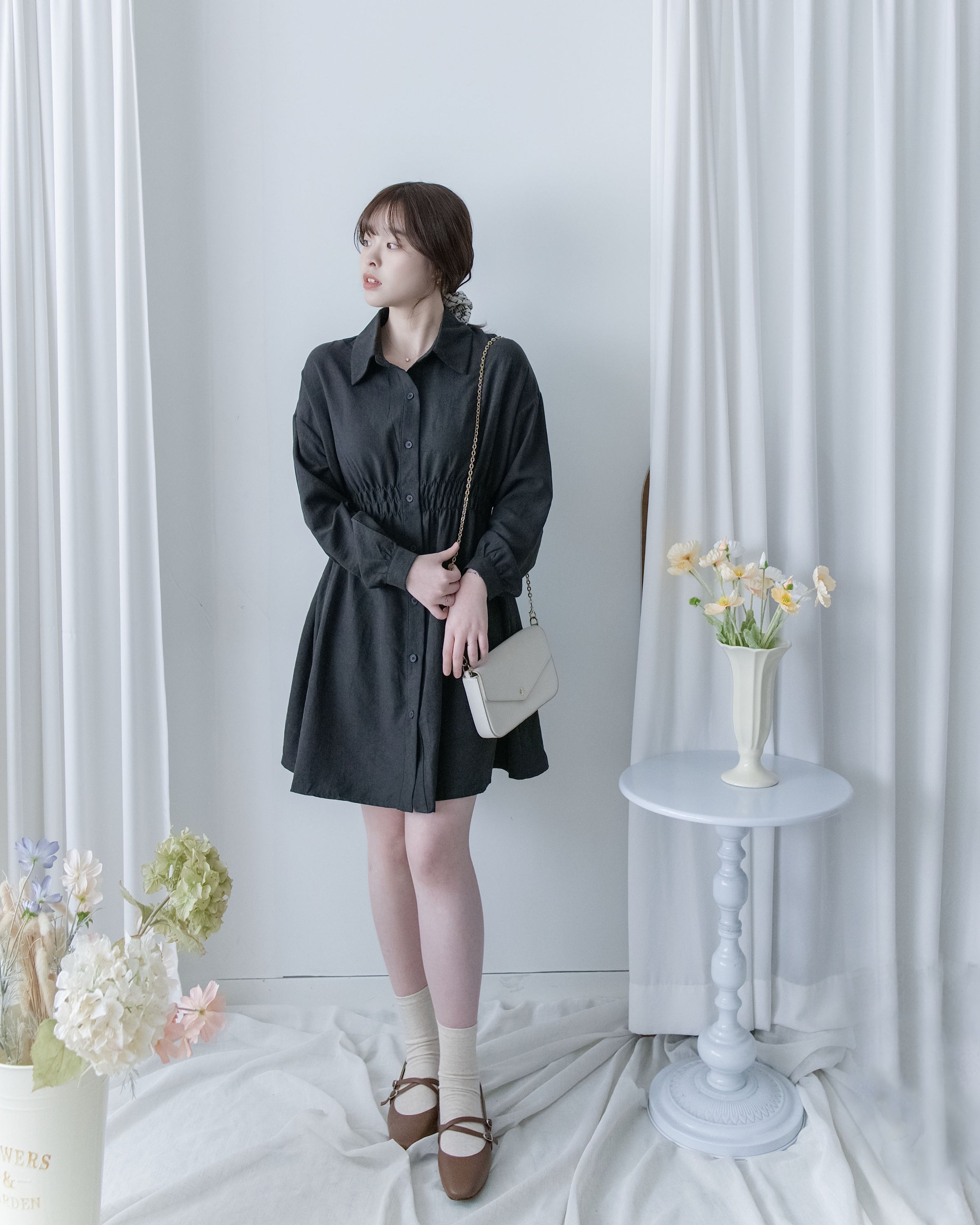 Cable Knit Vest Set 麻花針織背心收腰襯衫裙套裝 / SE8104