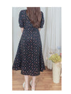 Snowdot Floral Dress V領口雪點印花修腰連身裙/ DS9872
