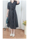 Snowdot Floral Dress V領口雪點印花修腰連身裙/ DS9872