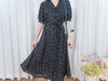 Snowdot Floral Dress V領口雪點印花修腰連身裙/ DS9872