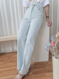High Waist Ribbon Denim 綁帶設計高腰長腿牛仔褲 /PT8456