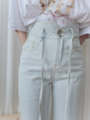 High Waist Ribbon Denim 綁帶設計高腰長腿牛仔褲 /PT8456