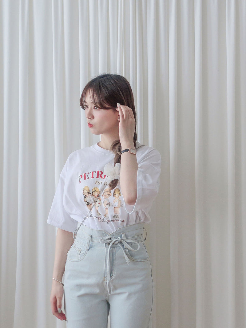Baby Doll Print Tee 寬鬆慵懶可愛女孩圖字TEE/ TP9139