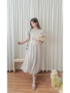 Belt Dress 無肩線傘袖金釦腰帶連身裙/ DS9883