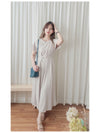 Belt Dress 無肩線傘袖金釦腰帶連身裙/ DS9883