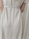 Belt Dress 無肩線傘袖金釦腰帶連身裙/ DS9883