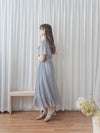 Pleated Dress 全裡布雪紡百褶修腰波浪裙擺連身裙/ DS9882