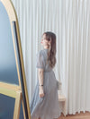 Pleated Dress 全裡布雪紡百褶修腰波浪裙擺連身裙/ DS9882
