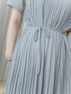 Pleated Dress 全裡布雪紡百褶修腰波浪裙擺連身裙/ DS9882