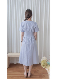 Square Collar Dress 麻棉方領修腰顯瘦連身裙/ DS9888 (aliceblue sold out)