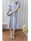 Square Collar Dress 麻棉方領修腰顯瘦連身裙/ DS9888 (aliceblue sold out)