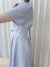 Square Collar Dress 麻棉方領修腰顯瘦連身裙/ DS9888 (aliceblue sold out)