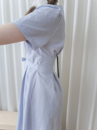 Square Collar Dress 麻棉方領修腰顯瘦連身裙/ DS9888 (aliceblue sold out)