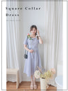 Square Collar Dress 麻棉方領修腰顯瘦連身裙/ DS9888 (aliceblue sold out)
