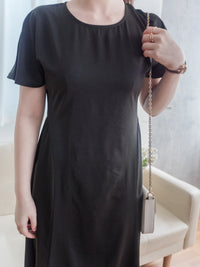 Belt Dress 無肩線傘袖金釦腰帶連身裙/ DS9883